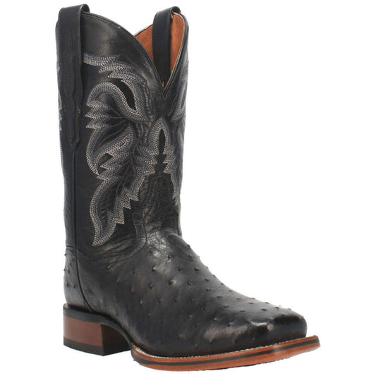 DAN POST Alamosa Black Full Quill Ostrich Western Boots DP4873
