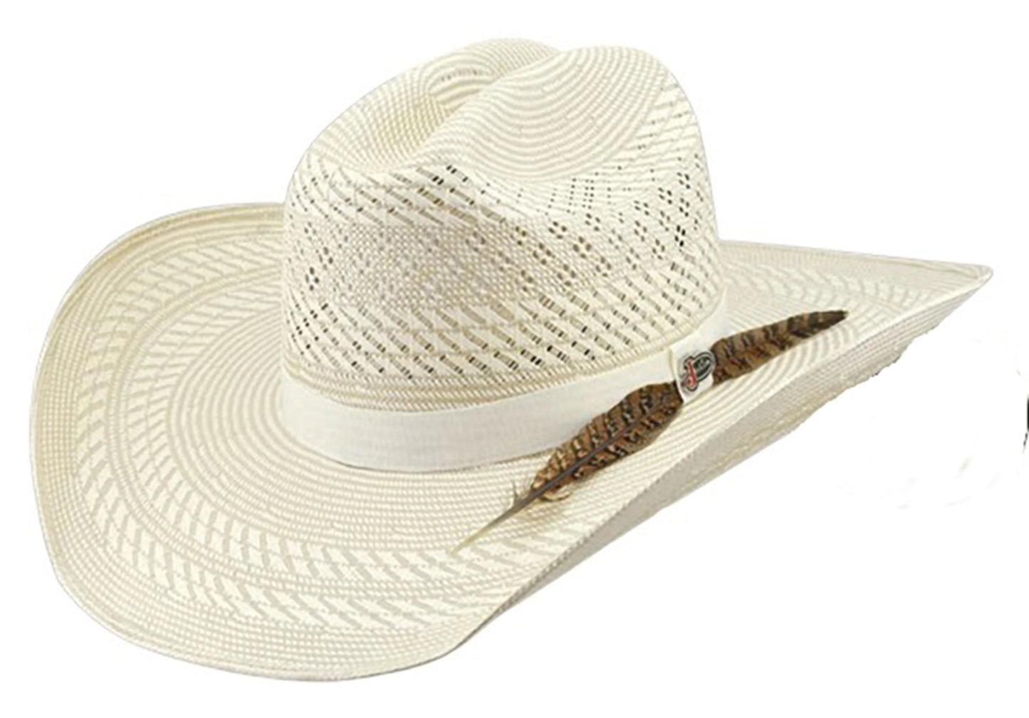 Men's Justin Bent Rail Ivory & Tan Straw Hat JS3V56TARR44