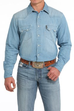 Men's Modern Fit Denim Snap Front Western Shirt - Indigo MTW1301081