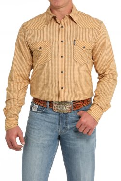 Men's Modern Fit Stripe Snap Front Western Shirt - Gold. MTW1303082