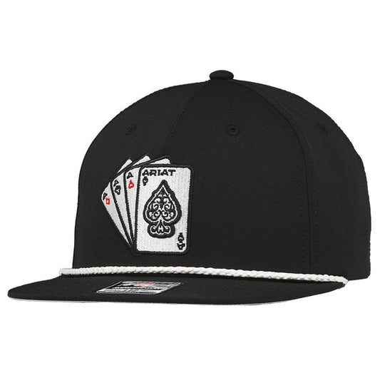 Ariat Western Mens Cap Baseball Hat Embroidered Ace Playing Cards