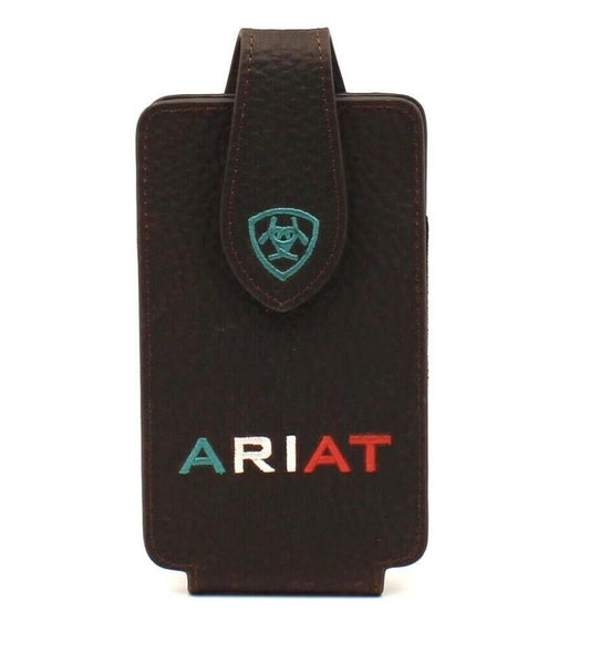 Ariat Cell Phone Holder Case Leather Logo Mexico Brown -A06034282