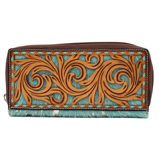 Angel Ranch Acid Wash Turquoise Hair Clutch Wallet D330002833