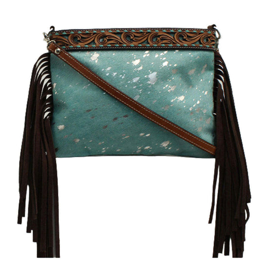 Angel Ranch Acid Wash Turquoise Hair Crossbody Purse Bag NEW D330002733